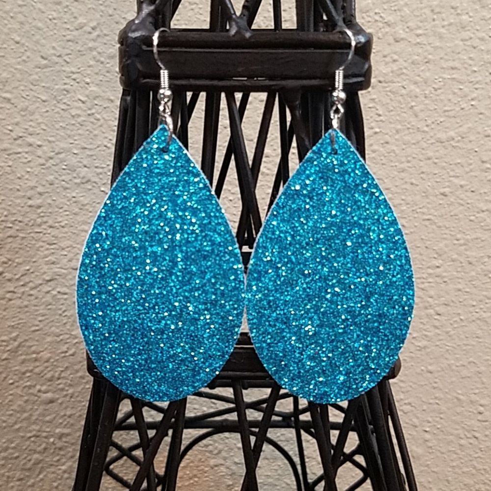 Fine Glitter Faux Leather Earrings - Picture 1 of 3